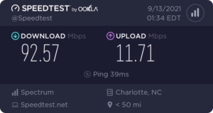 Speedtest Result on September 13, 2021